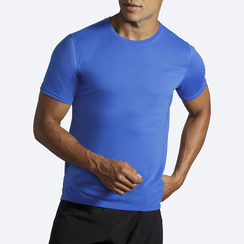 Camiseta Brooks Distance Short Sleeve Hombre Azules | Ecuador-41756