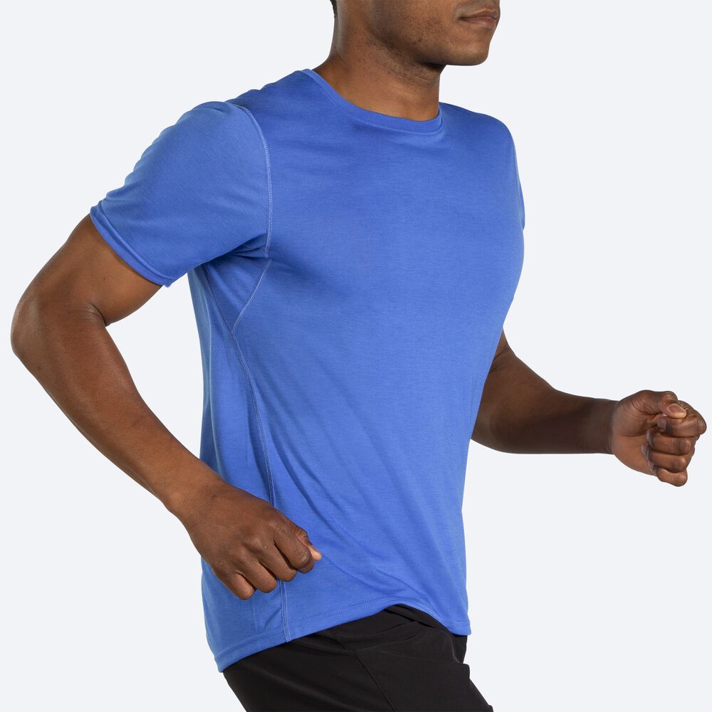 Camiseta Brooks Distance Short Sleeve Hombre Azules | Ecuador-41756