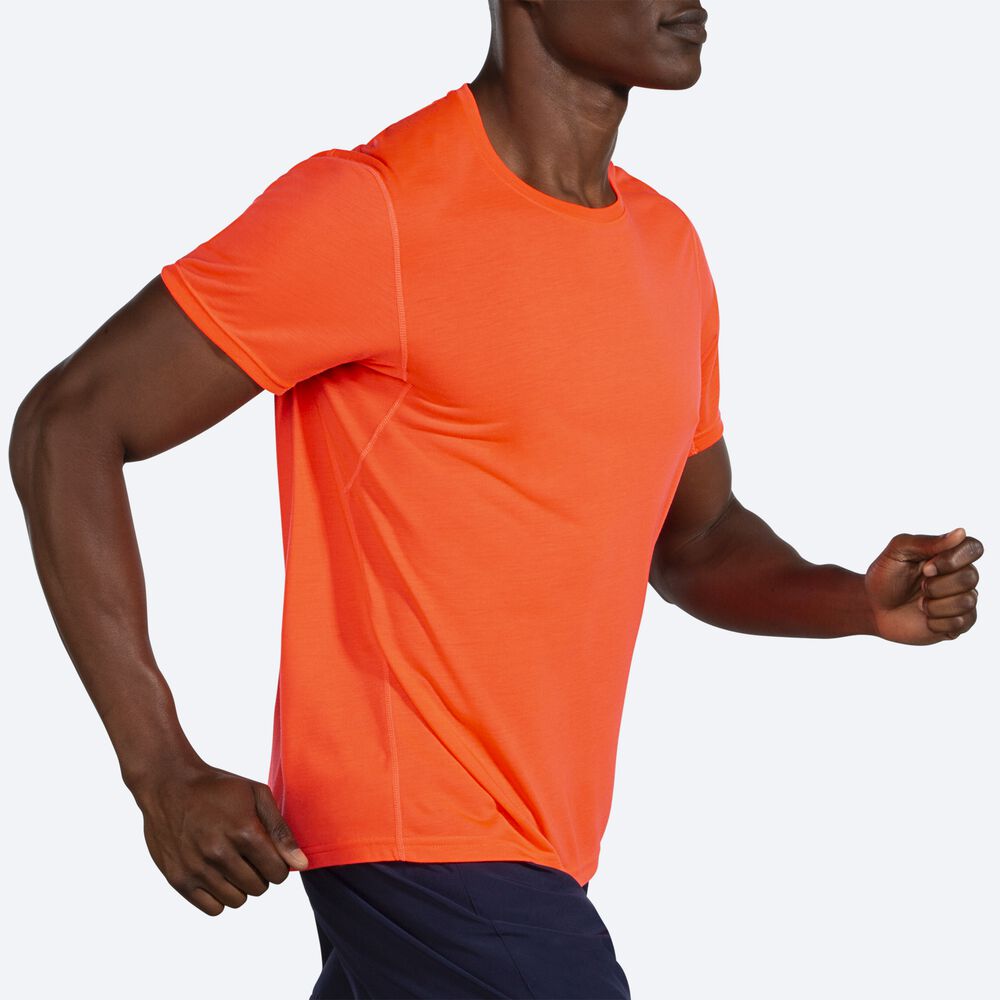 Camiseta Brooks Distance Short Sleeve Hombre Naranjas | Ecuador-43926