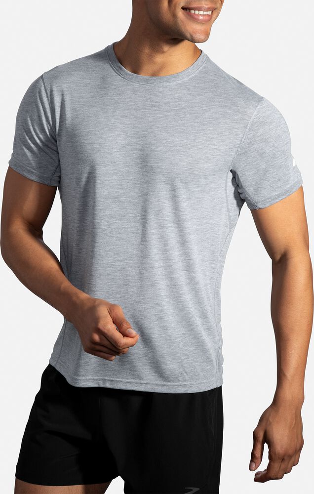 Camiseta Brooks Distance Short Sleeve Hombre Gris | Ecuador-78169