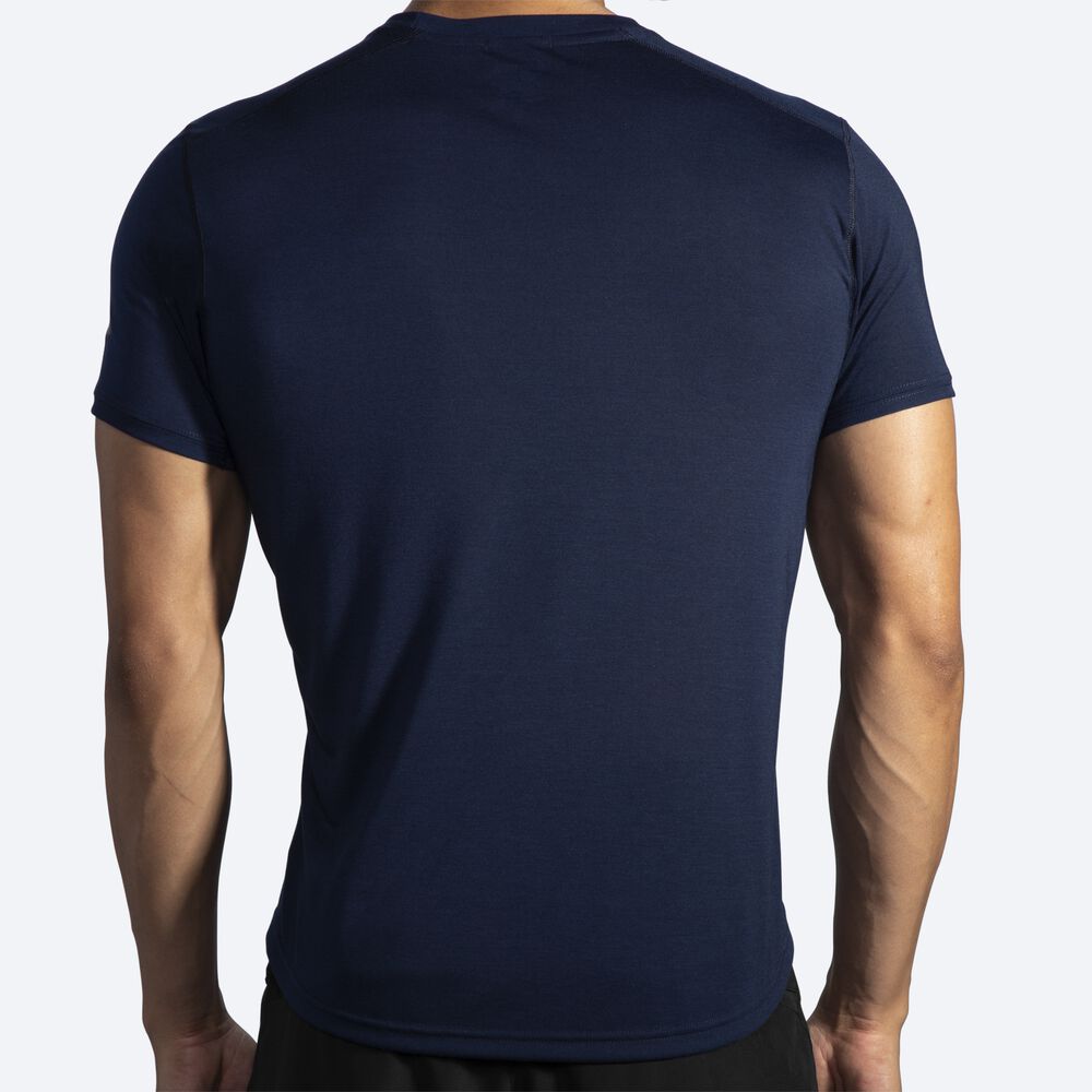 Camiseta Brooks Distance Short Sleeve Hombre Azul Marino | Ecuador-95083