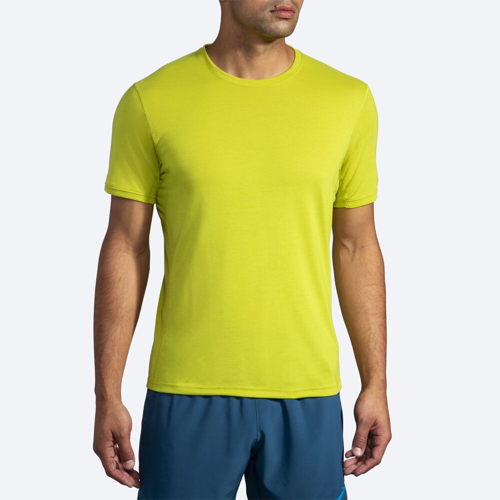 Camiseta Brooks Distance Short Sleeve Hombre Amarillo | Ecuador-98431