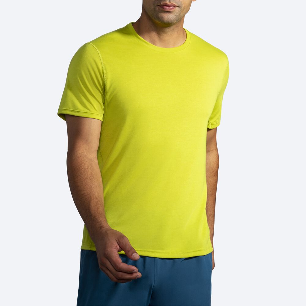 Camiseta Brooks Distance Short Sleeve Hombre Amarillo | Ecuador-98431