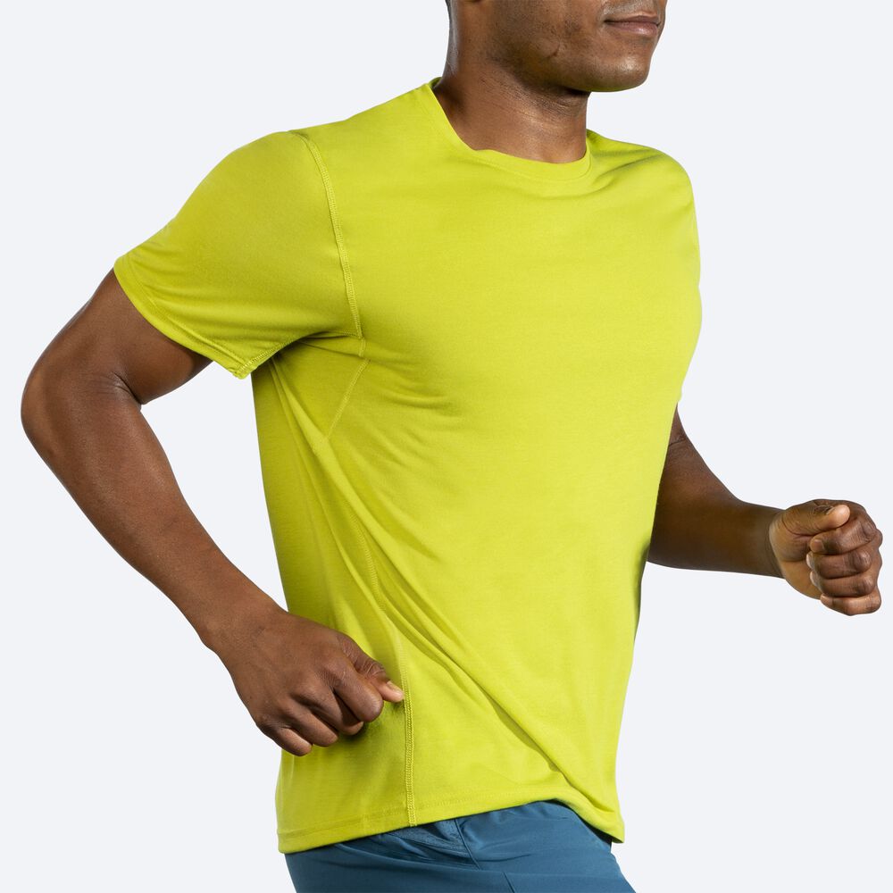 Camiseta Brooks Distance Short Sleeve Hombre Amarillo | Ecuador-98431