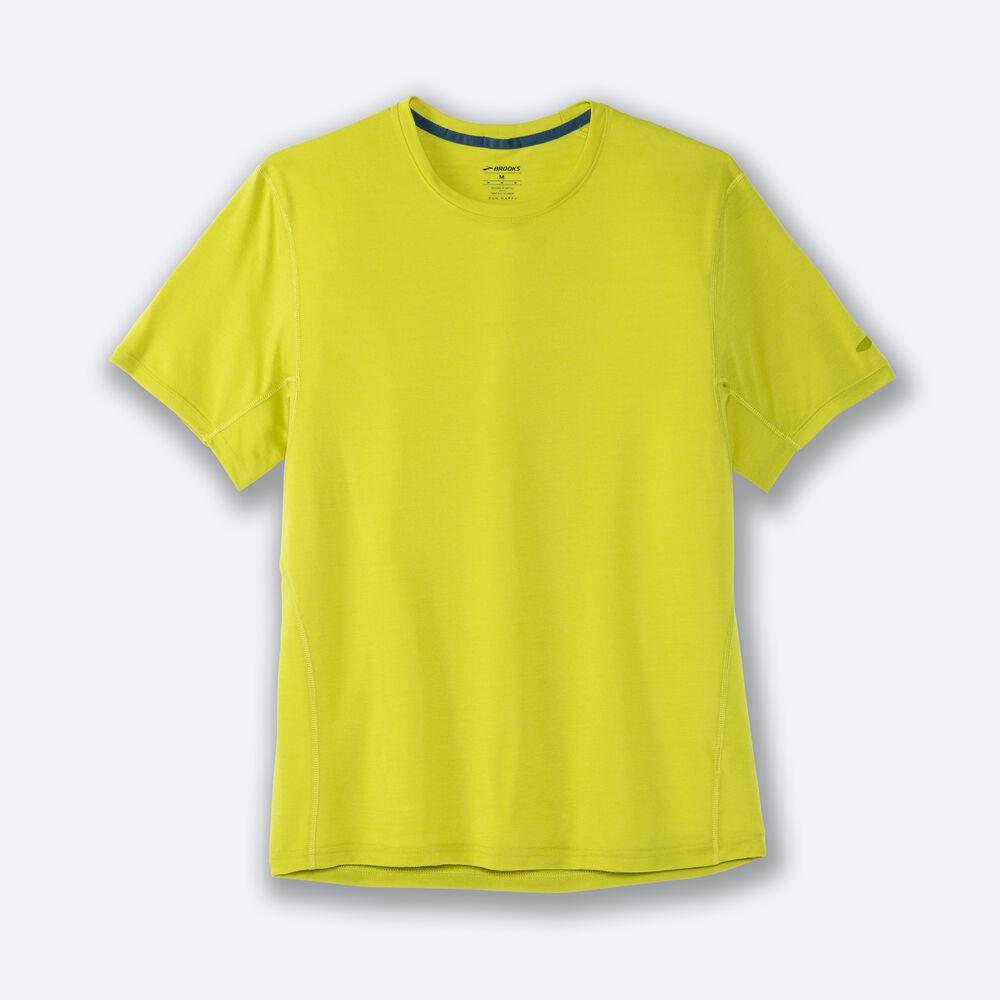 Camiseta Brooks Distance Short Sleeve Hombre Amarillo | Ecuador-98431