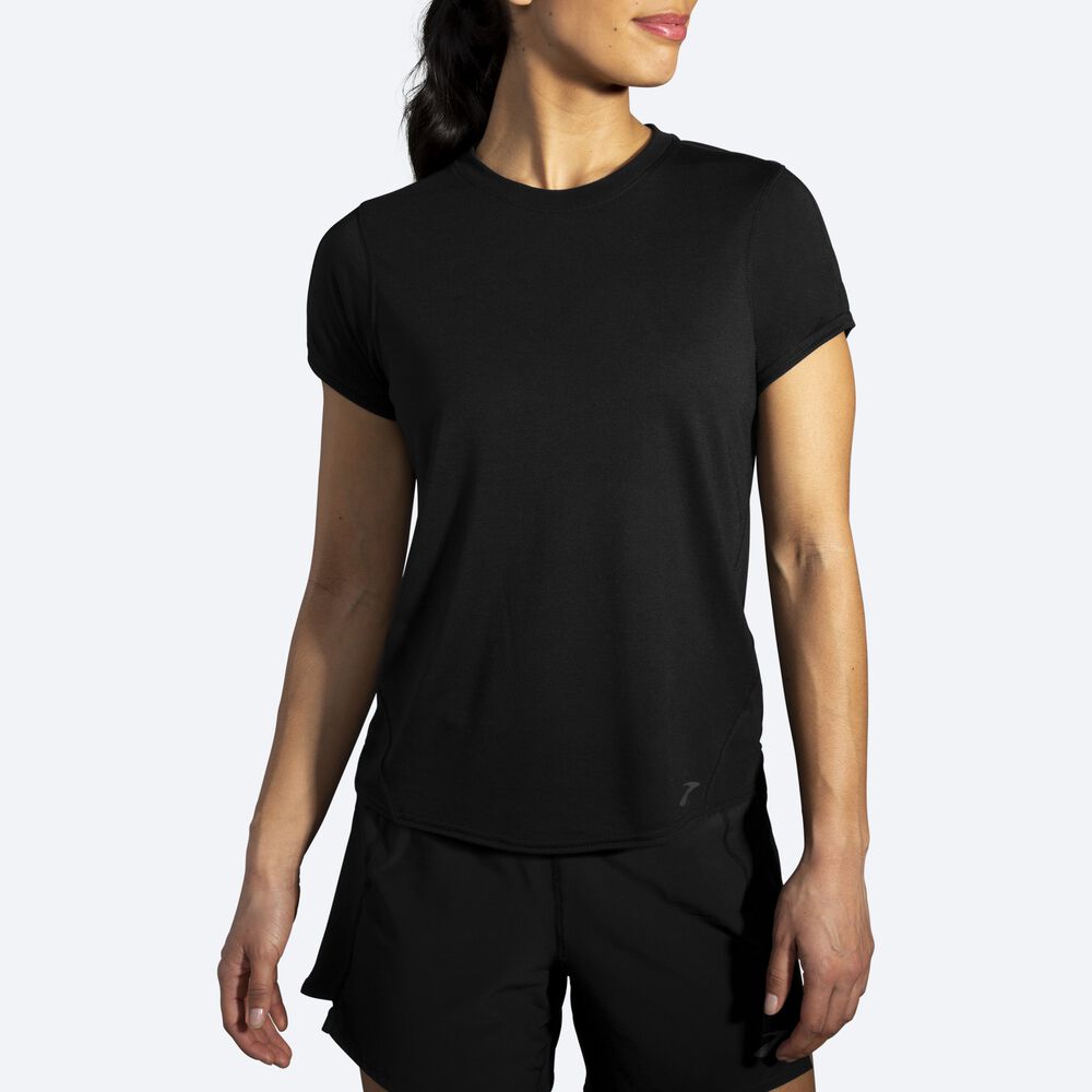 Camiseta Brooks Distance Short Sleeve Mujer Negras | Ecuador-05219