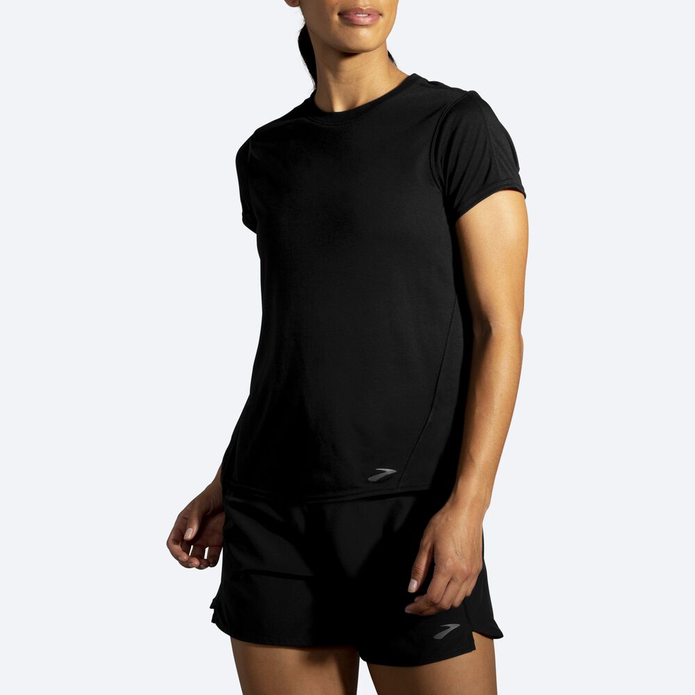 Camiseta Brooks Distance Short Sleeve Mujer Negras | Ecuador-05219