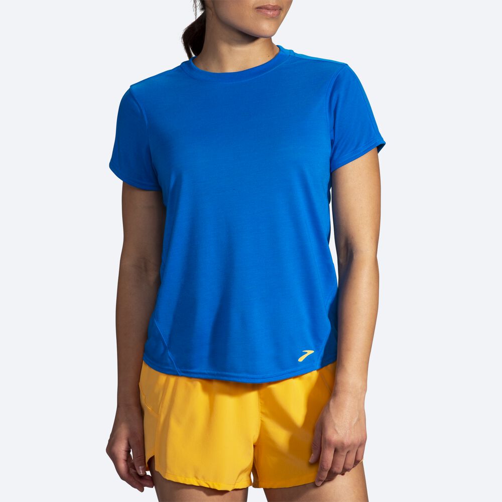 Camiseta Brooks Distance Short Sleeve Mujer Azules | Ecuador-19584