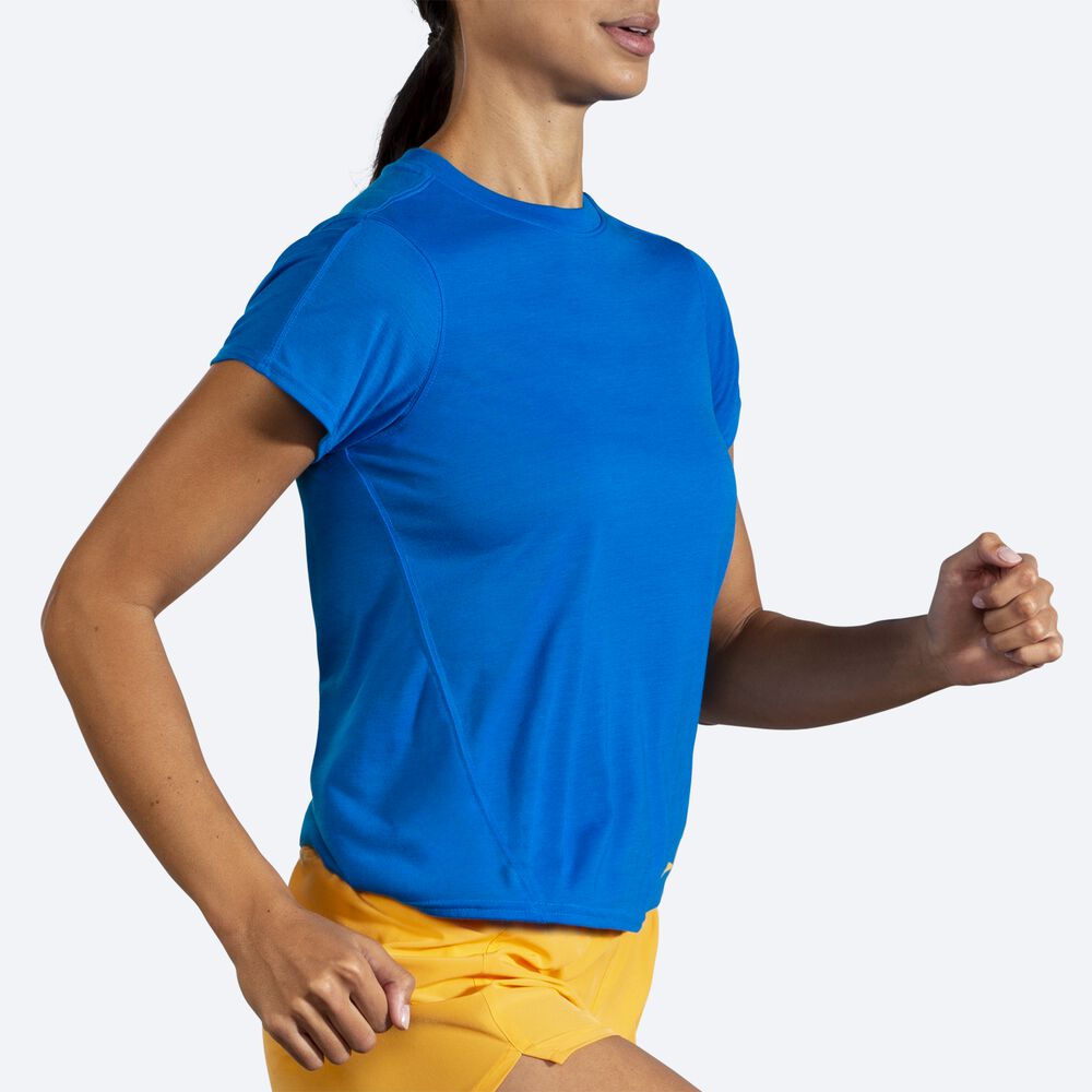 Camiseta Brooks Distance Short Sleeve Mujer Azules | Ecuador-19584