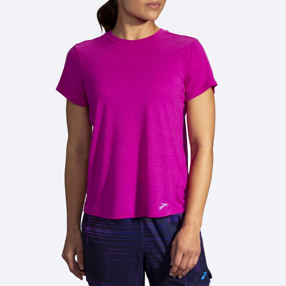 Camiseta Brooks Distance Short Sleeve Mujer Rosas | Ecuador-53902