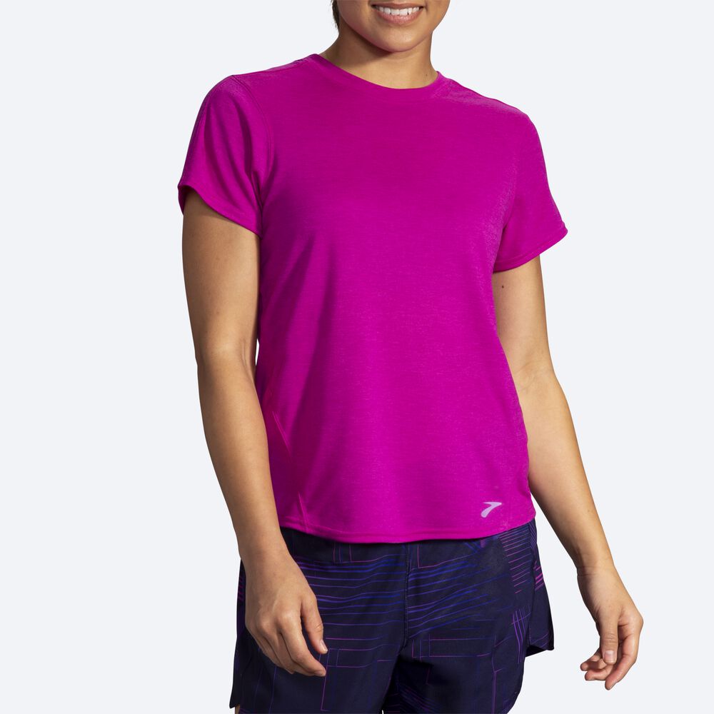 Camiseta Brooks Distance Short Sleeve Mujer Rosas | Ecuador-53902