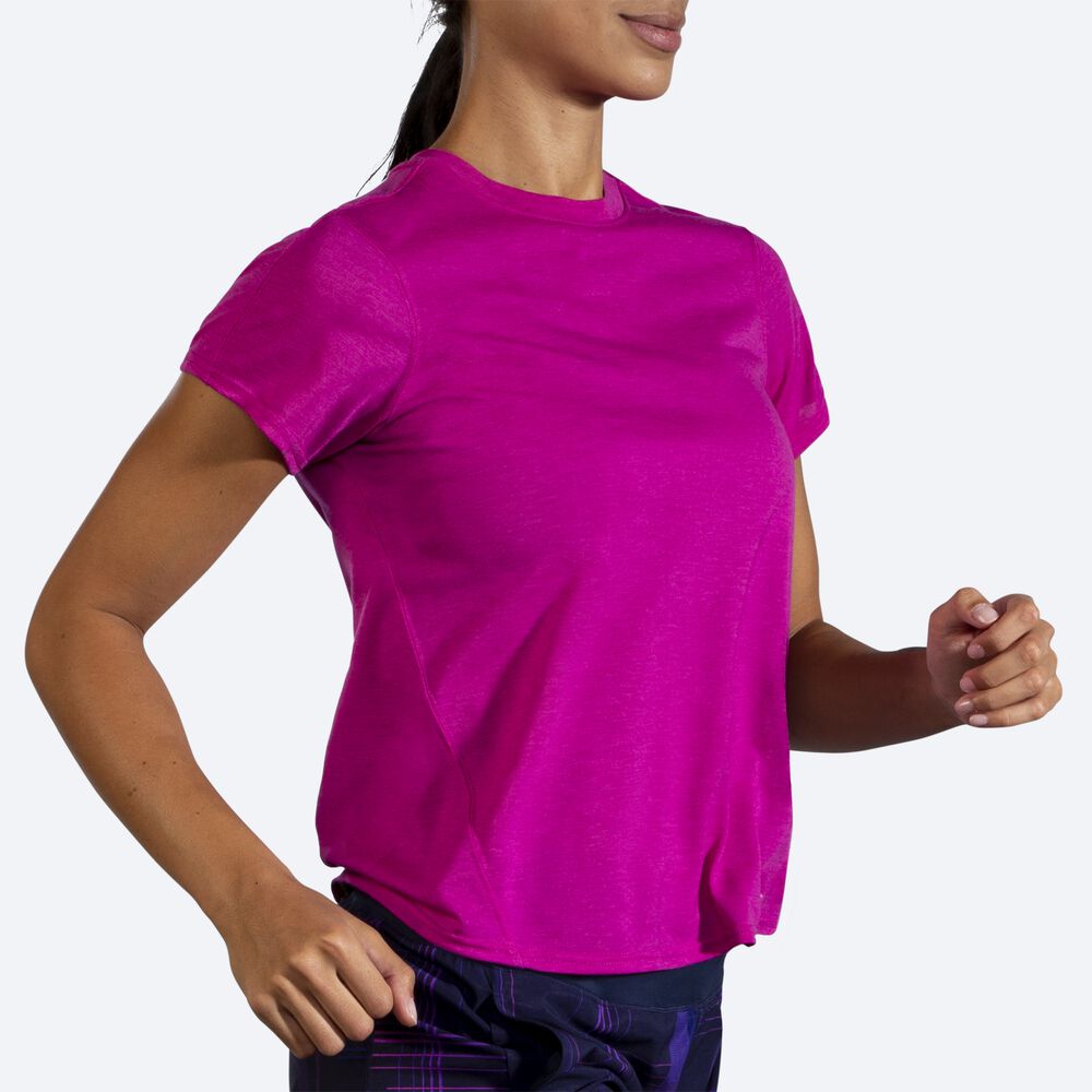 Camiseta Brooks Distance Short Sleeve Mujer Rosas | Ecuador-53902