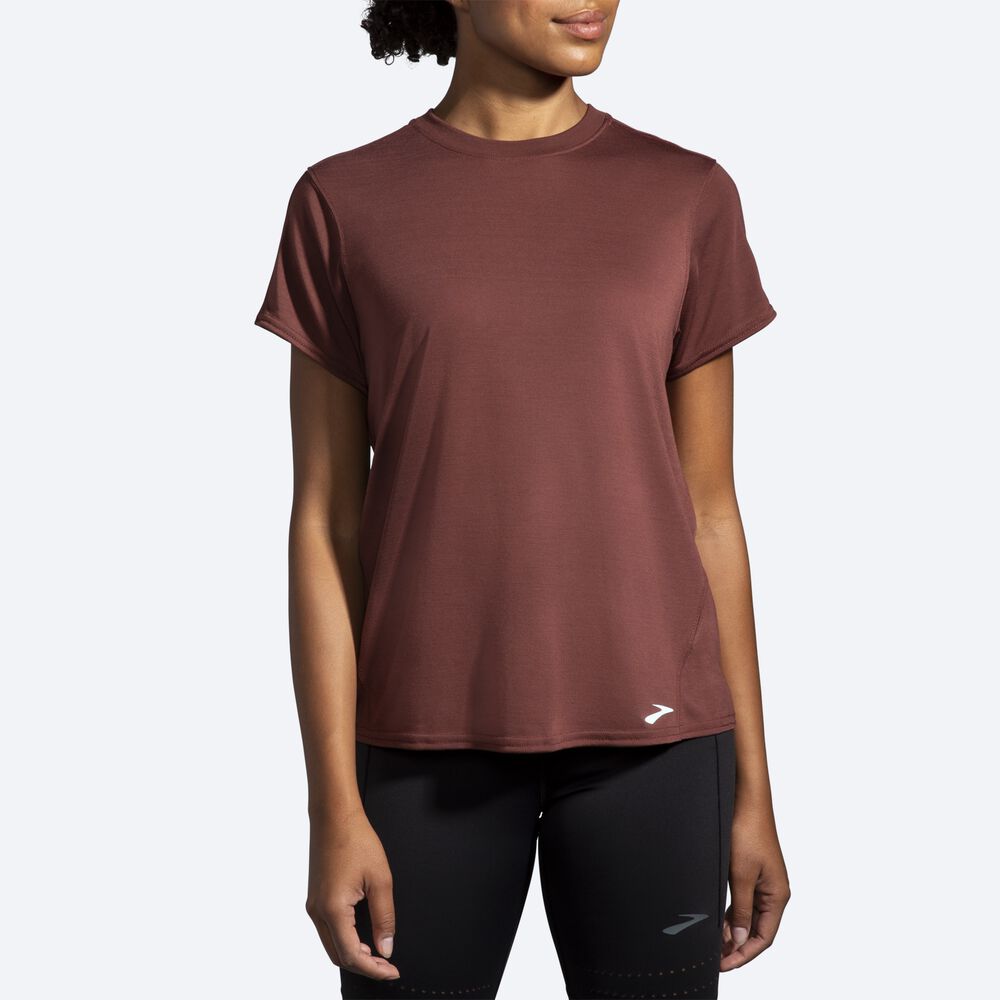 Camiseta Brooks Distance Short Sleeve Mujer Chocolate | Ecuador-54180