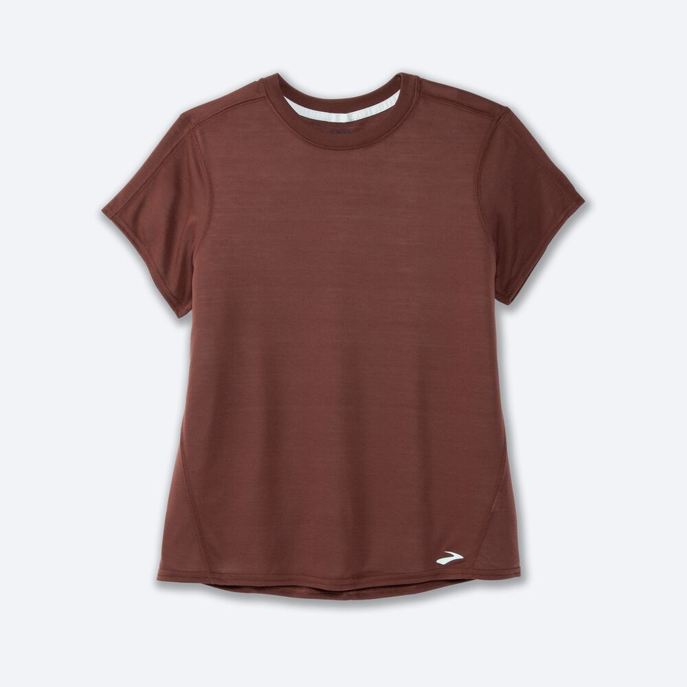 Camiseta Brooks Distance Short Sleeve Mujer Chocolate | Ecuador-54180