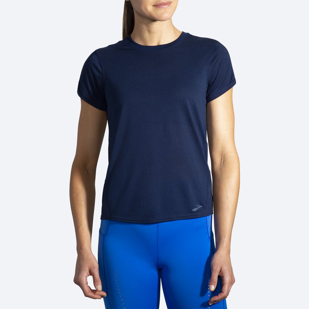 Camiseta Brooks Distance Short Sleeve Mujer Azul Marino | Ecuador-56840