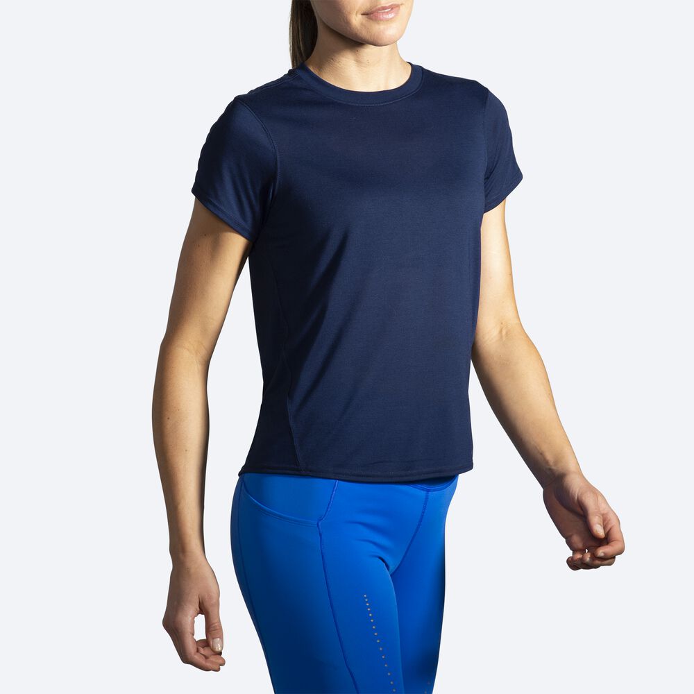 Camiseta Brooks Distance Short Sleeve Mujer Azul Marino | Ecuador-56840