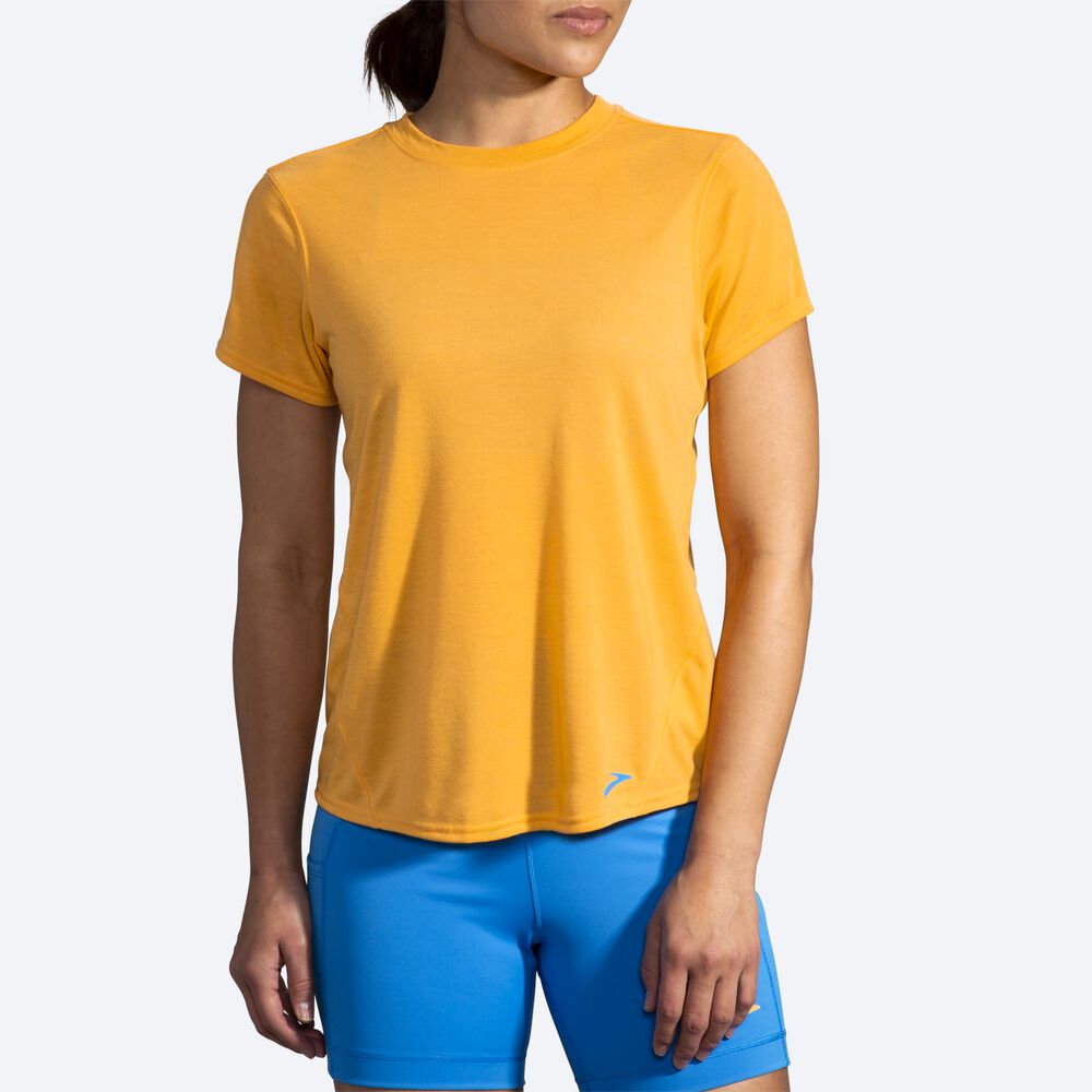 Camiseta Brooks Distance Short Sleeve Mujer Amarillo | Ecuador-67043