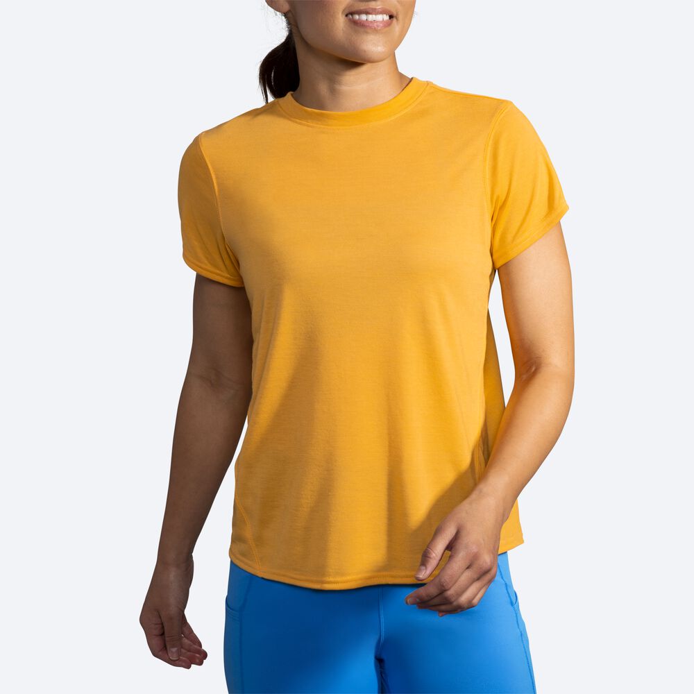 Camiseta Brooks Distance Short Sleeve Mujer Amarillo | Ecuador-67043