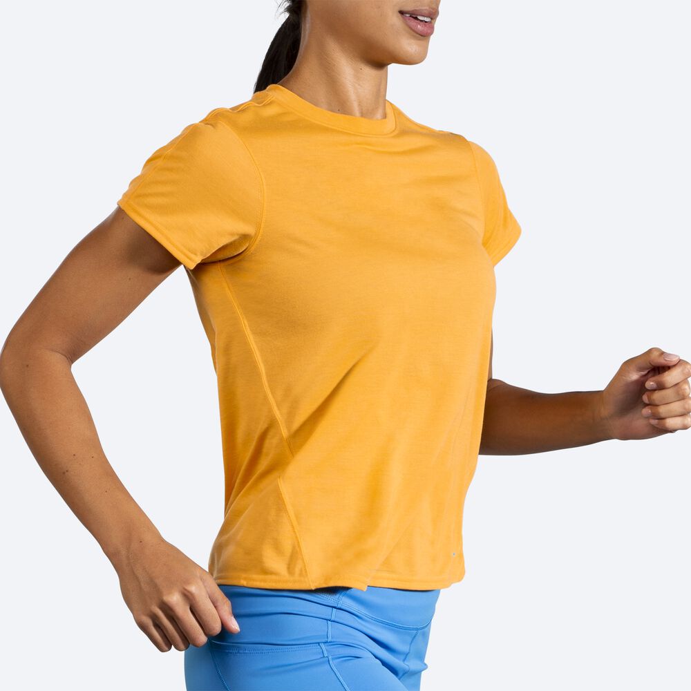 Camiseta Brooks Distance Short Sleeve Mujer Amarillo | Ecuador-67043