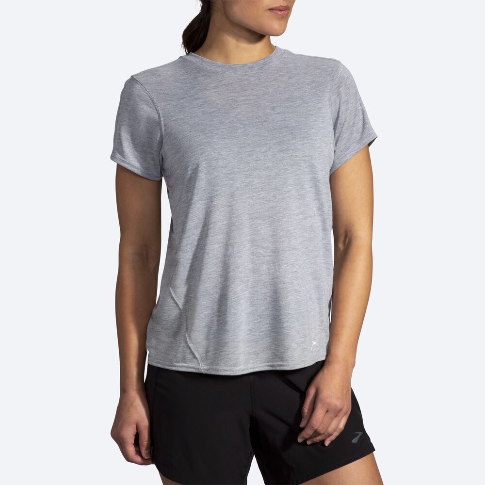 Camiseta Brooks Distance Short Sleeve Mujer Gris | Ecuador-68739