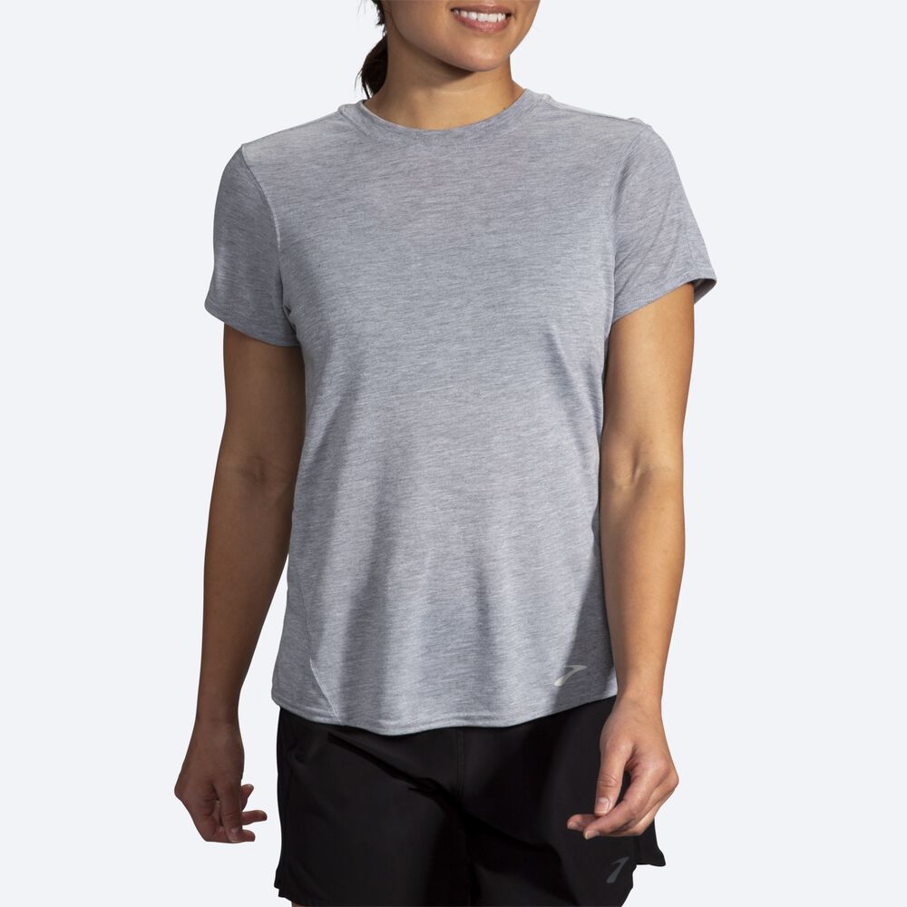 Camiseta Brooks Distance Short Sleeve Mujer Gris | Ecuador-68739