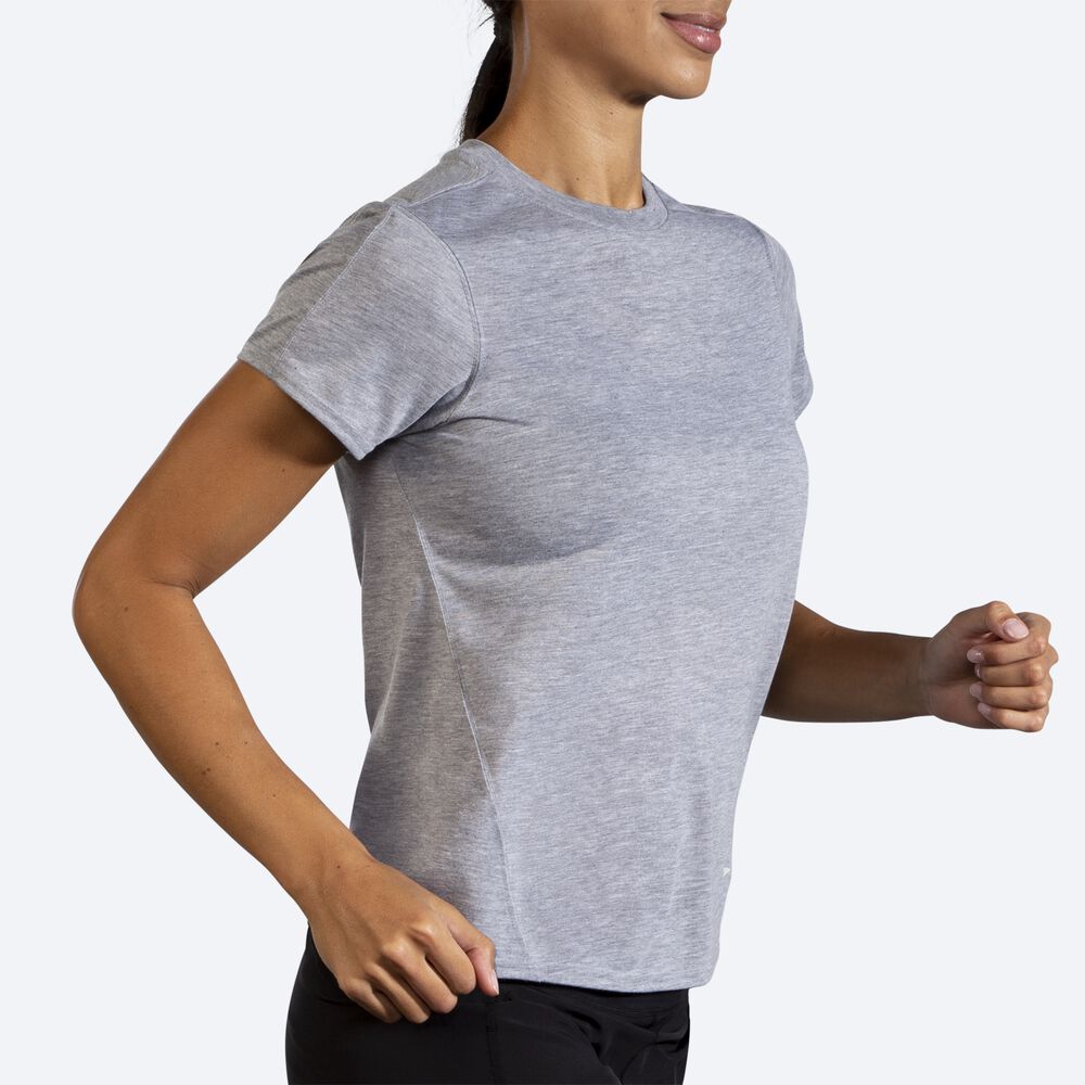 Camiseta Brooks Distance Short Sleeve Mujer Gris | Ecuador-68739