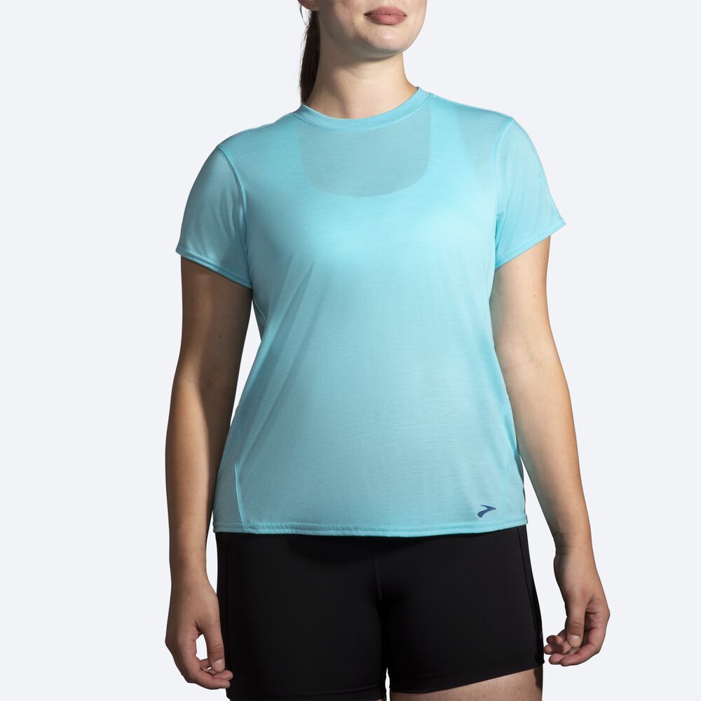 Camiseta Brooks Distance Short Sleeve Mujer Turquesa | Ecuador-72485