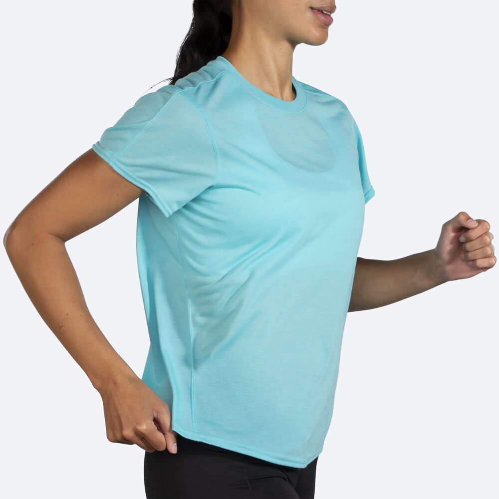 Camiseta Brooks Distance Short Sleeve Mujer Turquesa | Ecuador-72485