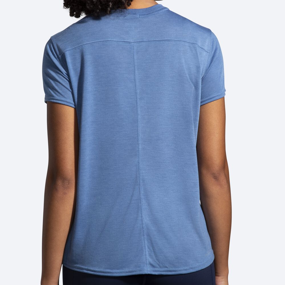 Camiseta Brooks Distance Short Sleeve Mujer Azules Gris | Ecuador-73186