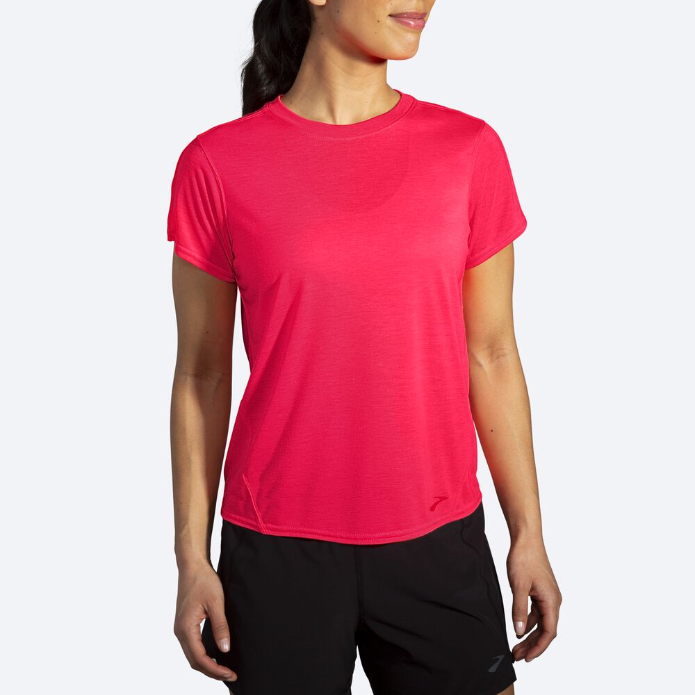 Camiseta Brooks Distance Short Sleeve Mujer Rosas | Ecuador-79086