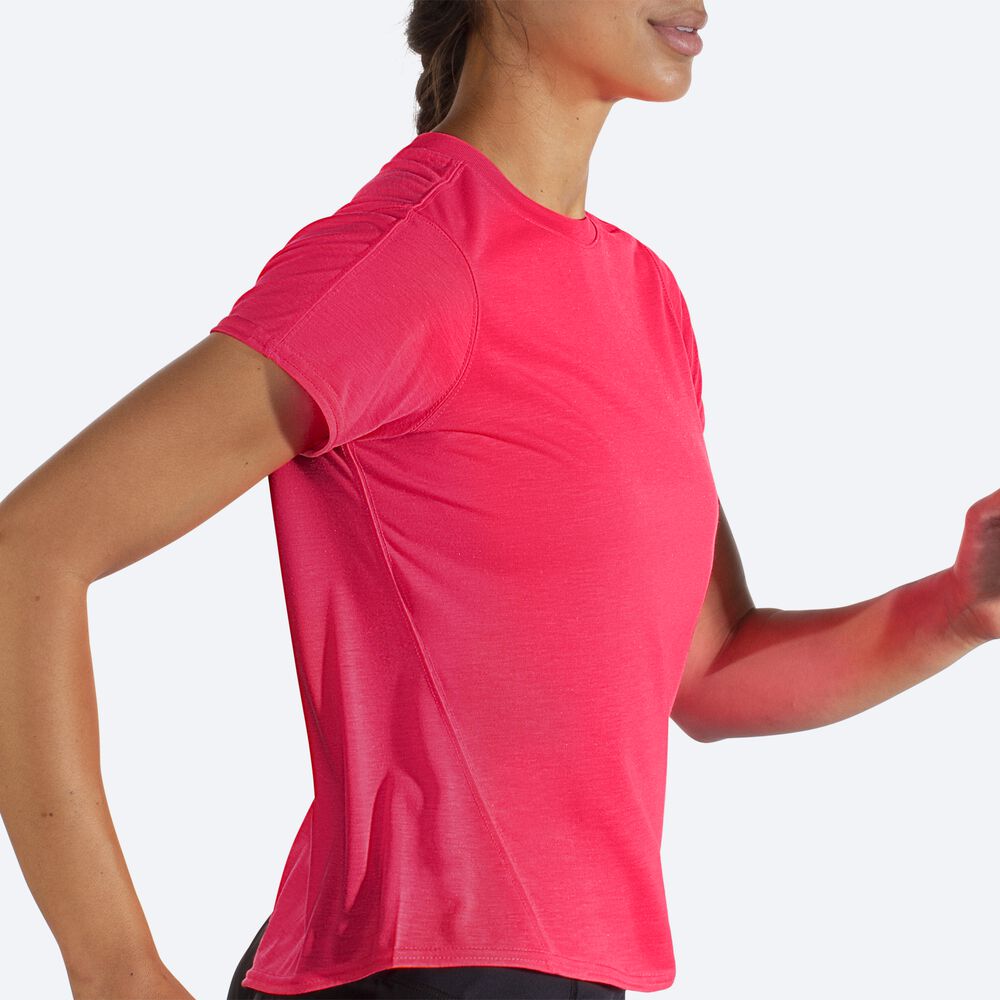 Camiseta Brooks Distance Short Sleeve Mujer Rosas | Ecuador-79086