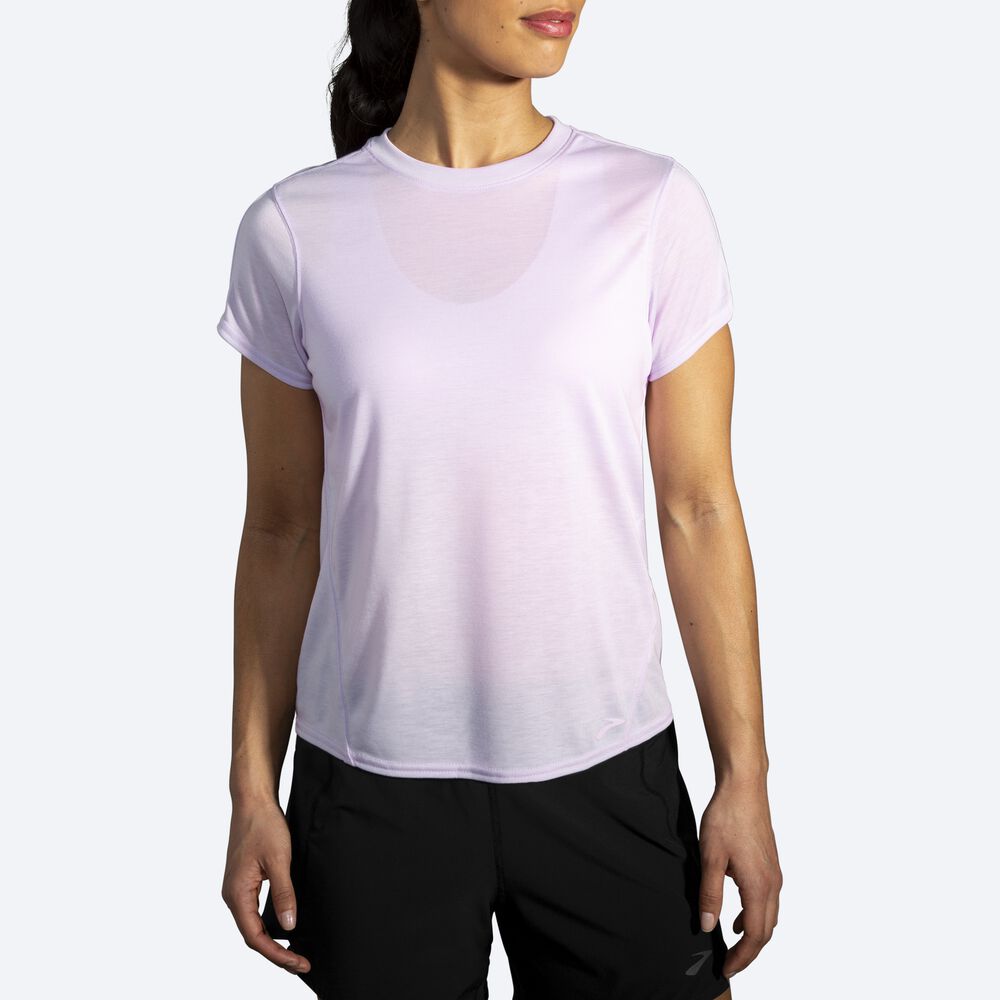 Camiseta Brooks Distance Short Sleeve Mujer Moradas | Ecuador-90487