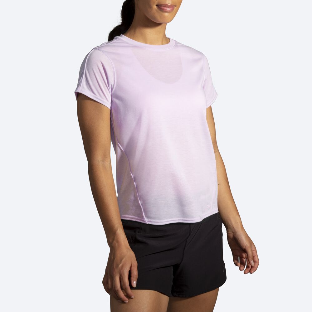 Camiseta Brooks Distance Short Sleeve Mujer Moradas | Ecuador-90487