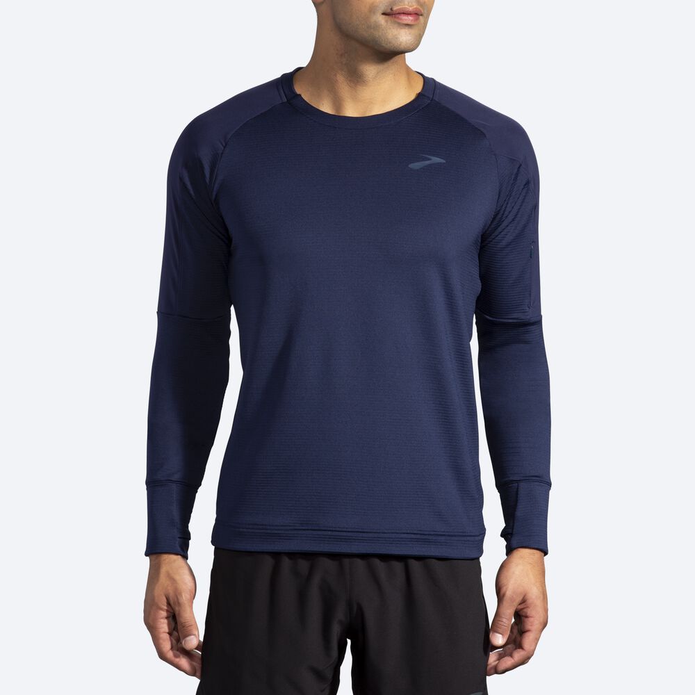 Camiseta Brooks Notch Thermal Long Sleeve Hombre Azul Marino | Ecuador-25796