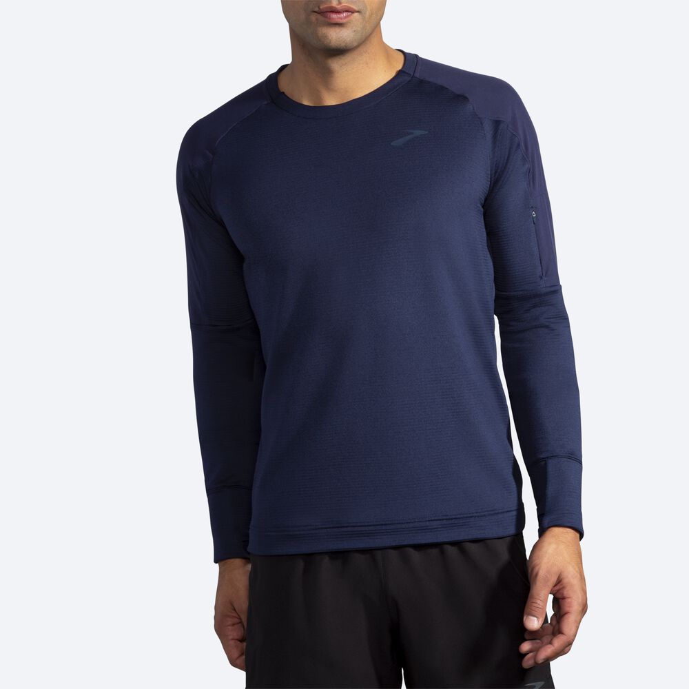 Camiseta Brooks Notch Thermal Long Sleeve Hombre Azul Marino | Ecuador-25796