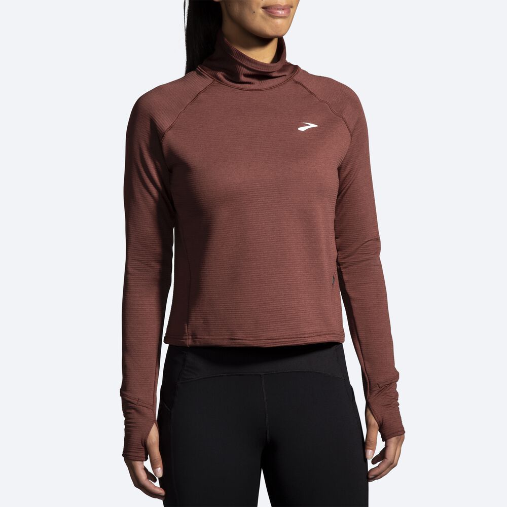 Camiseta Brooks Notch Thermal Long Sleeve 2.0 Mujer Chocolate | Ecuador-28650