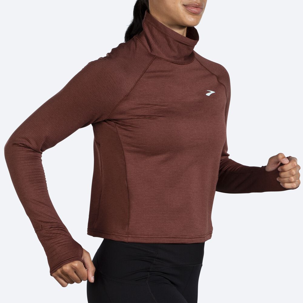 Camiseta Brooks Notch Thermal Long Sleeve 2.0 Mujer Chocolate | Ecuador-28650