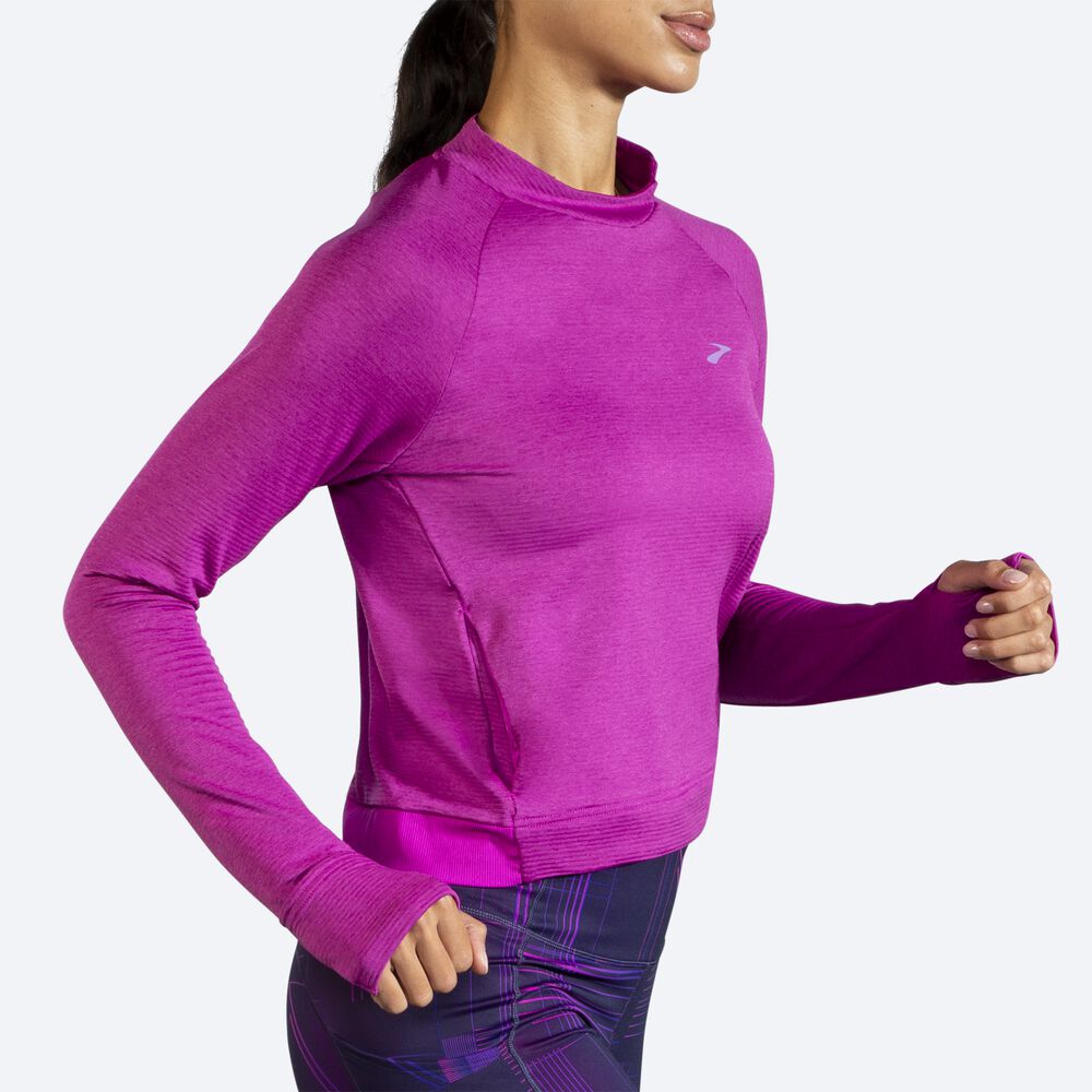 Camiseta Brooks Notch Thermal Long Sleeve Mujer Rosas | Ecuador-51896