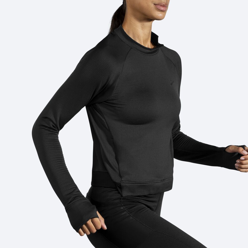 Camiseta Brooks Notch Thermal Long Sleeve Mujer Negras | Ecuador-90843