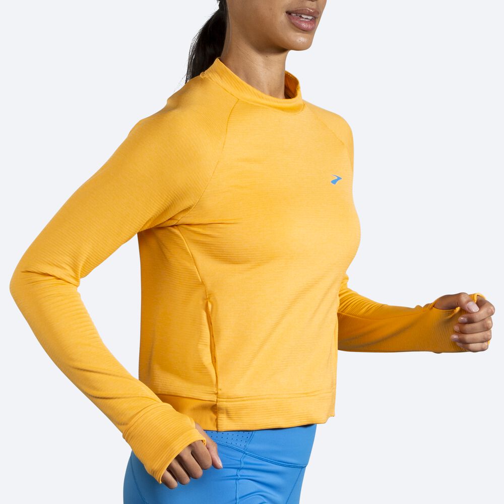 Camiseta Brooks Notch Thermal Long Sleeve Mujer Amarillo | Ecuador-96345