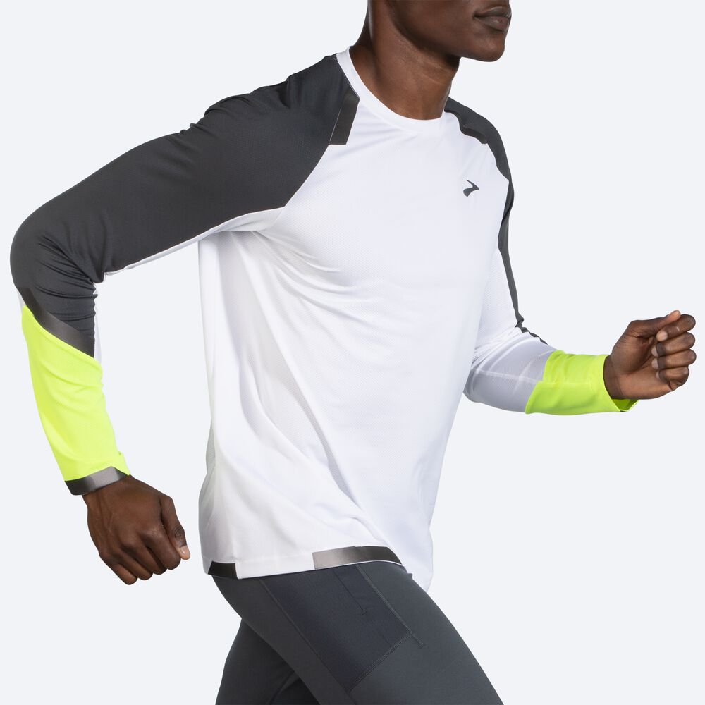 Camiseta Brooks Run Visible Long Sleeve Hombre Blancas | Ecuador-83601