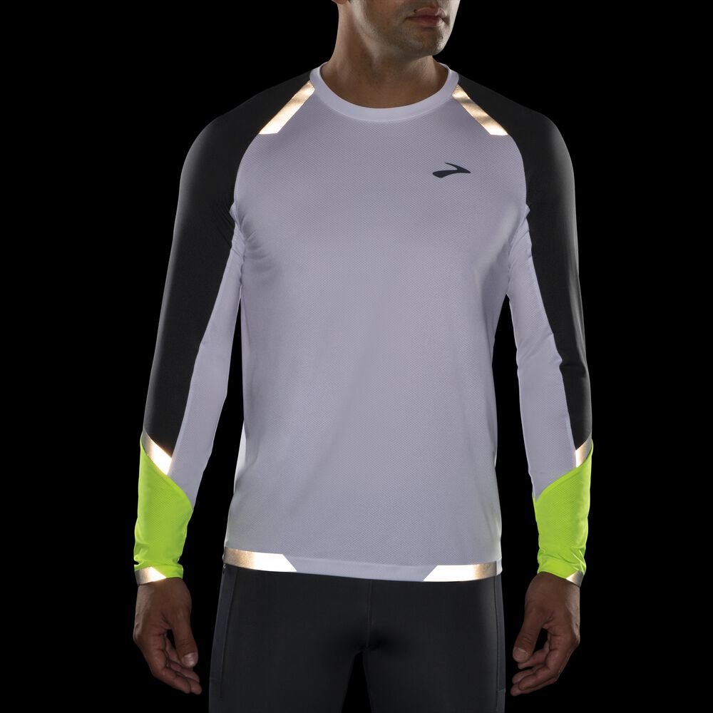 Camiseta Brooks Run Visible Long Sleeve Hombre Blancas | Ecuador-83601