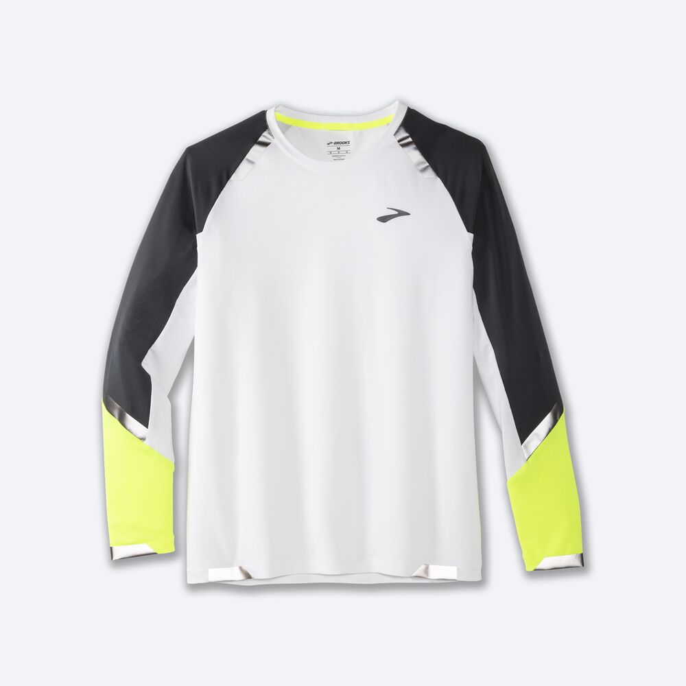 Camiseta Brooks Run Visible Long Sleeve Hombre Blancas | Ecuador-83601