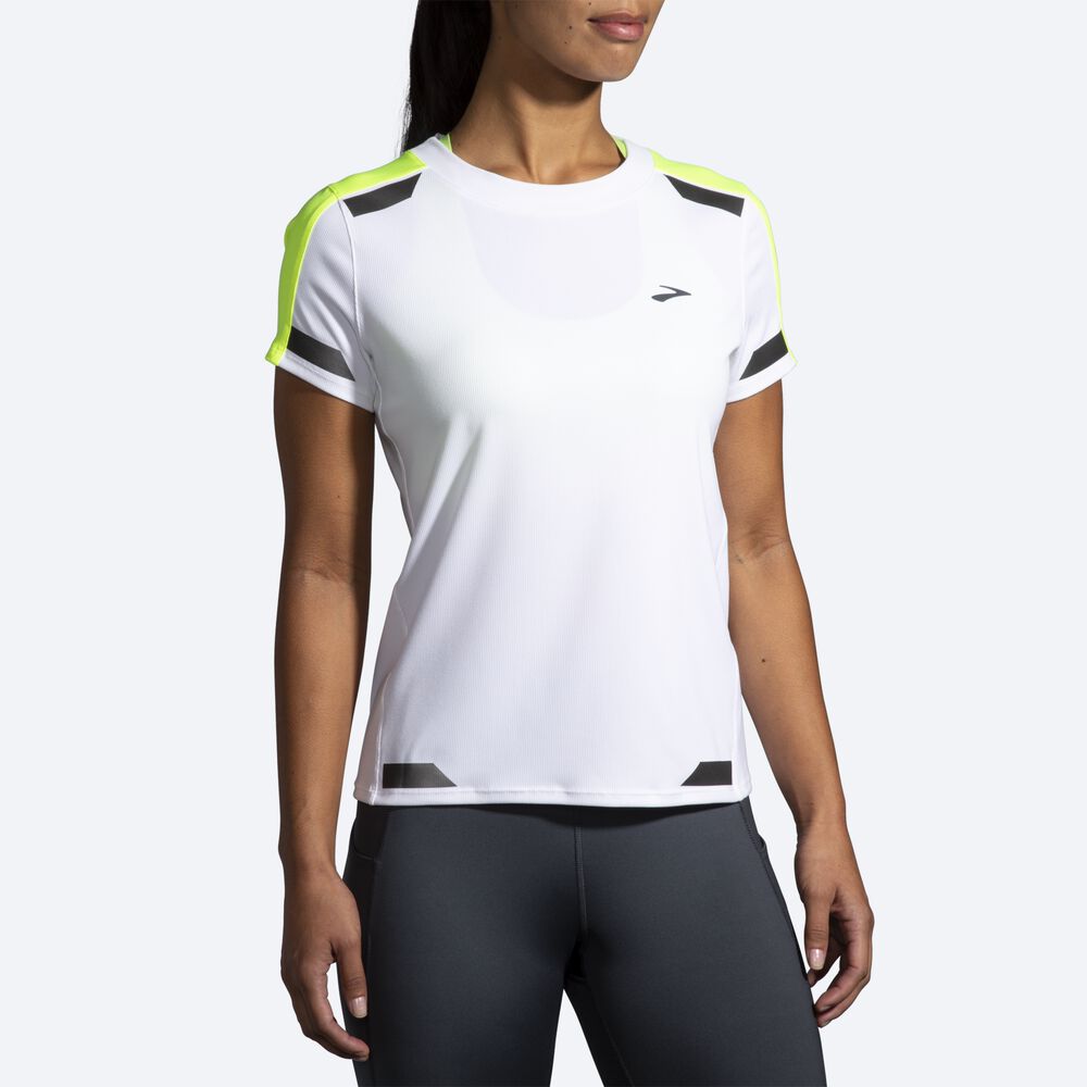 Camiseta Brooks Run Visible Short Sleeve Mujer Blancas | Ecuador-37912