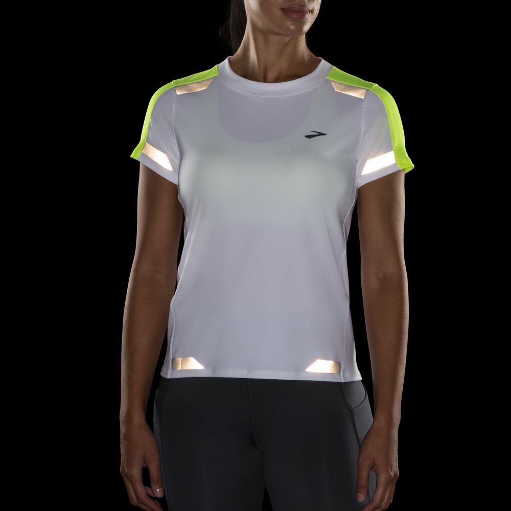 Camiseta Brooks Run Visible Short Sleeve Mujer Blancas | Ecuador-37912