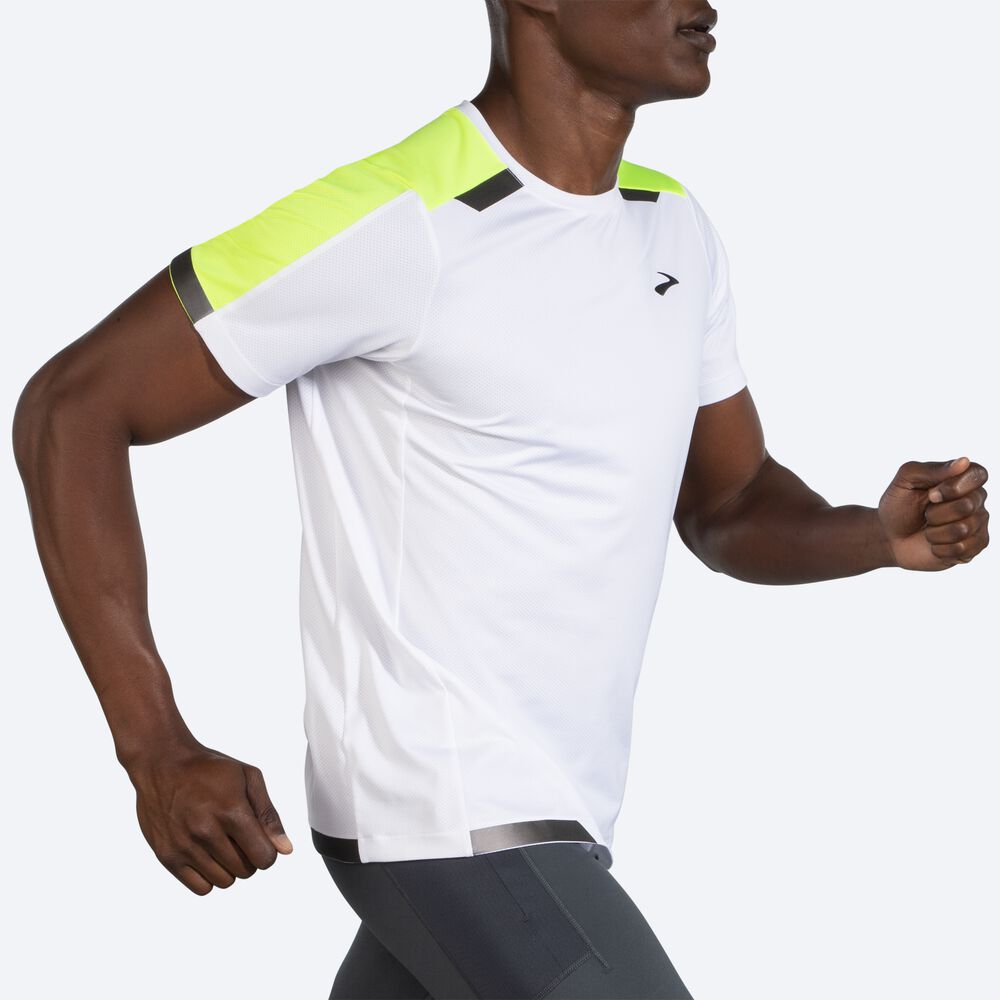 Camiseta Brooks Run Visible Short Sleeve Hombre Blancas | Ecuador-87124