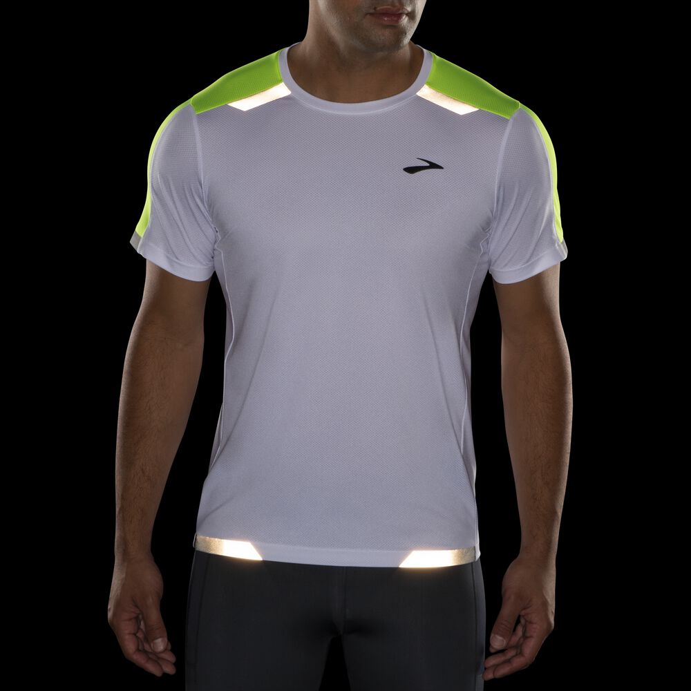 Camiseta Brooks Run Visible Short Sleeve Hombre Blancas | Ecuador-87124