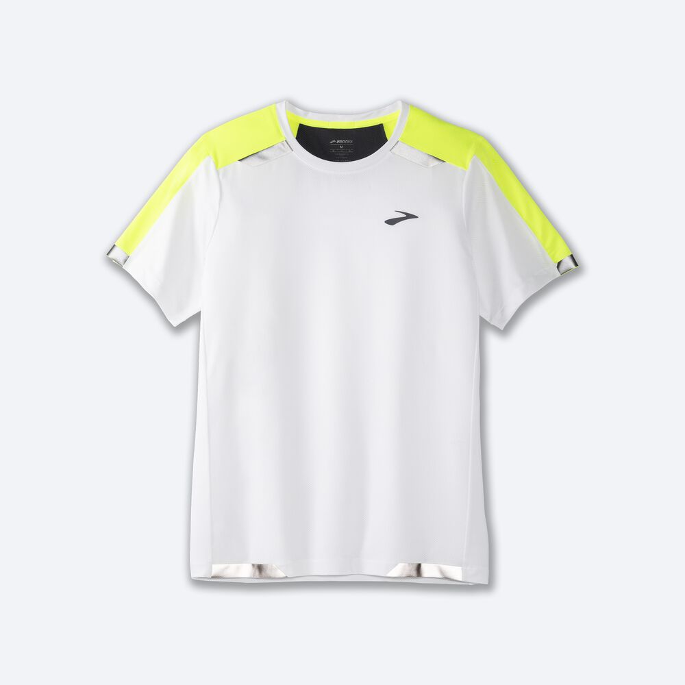 Camiseta Brooks Run Visible Short Sleeve Hombre Blancas | Ecuador-87124