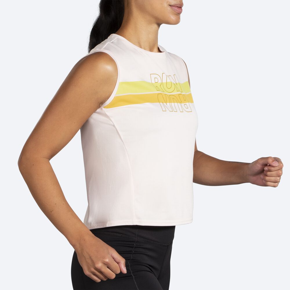 Camiseta Brooks Run Within Sleeveless Mujer Rosas Rayadas | Ecuador-31976