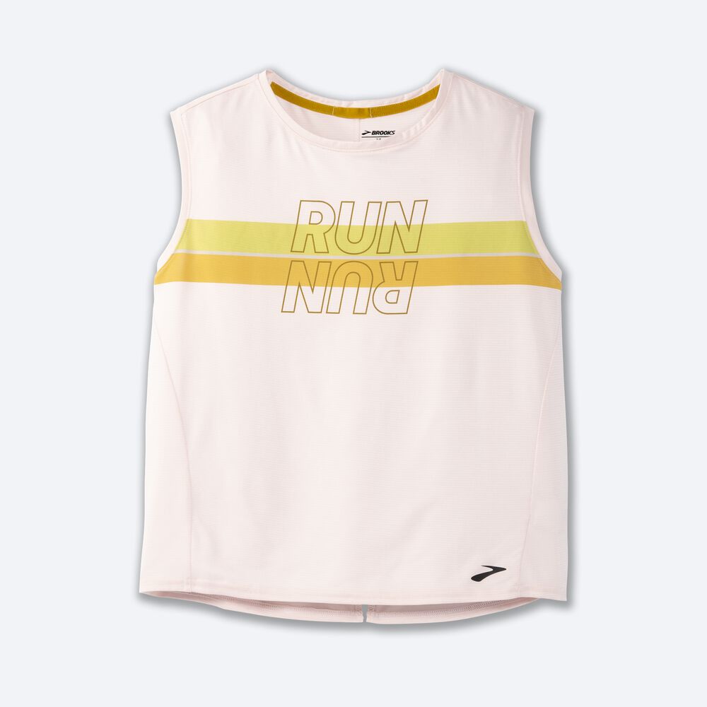 Camiseta Brooks Run Within Sleeveless Mujer Rosas Rayadas | Ecuador-31976